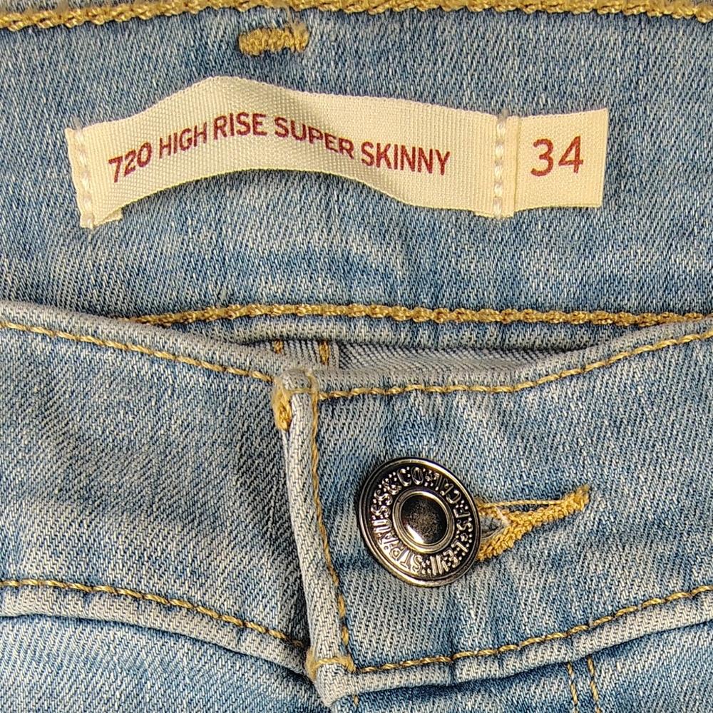 Levi's Women's 720 High Rise Super Skinny Jeans Blue Size 18 W34 L28 - Picture 10 of 12